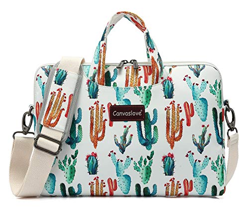 Canvaslove Cactus Water Resistant Laptop Shoulder Messenger Bag for MacBook Pro 16 inch and 15.6 inch-16 inch Laptop