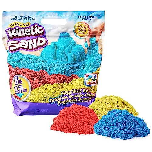 Kinetic Sand, 6lb Mega Mixin’ Bag with Red, Yellow and Blue Play Sand (Amazon Exclusive), Sensory Toys for Kids Ages 3 and up