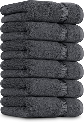 Utopia Towels 6 Pack Premium Hand Towels Set, (16 x 28 inches) 100% Ring Spun Cotton, Ultra Soft and Highly Absorbent 600GSM Towels for Bathroom, Gym, Shower, Hotel, and Spa (Grey)