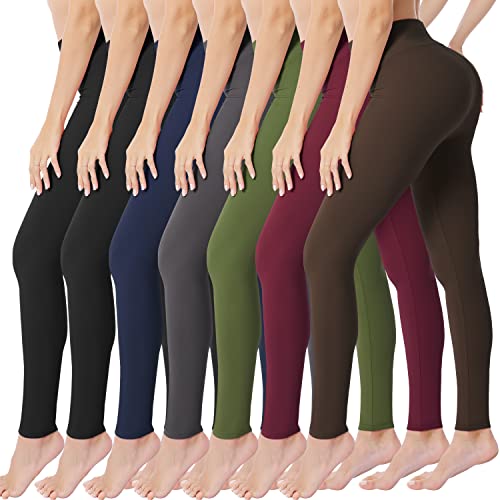 VALANDY Leggings for Women High Waisted Premium Buttery Soft Stretch Leggings Workout Running Tummy Control Yoga Pants Plus Size(7 pac)