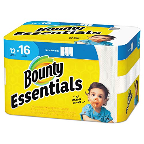 Bounty 74682 Essentials Select-A-Size Paper Towels, 2-Ply, 83 Sheets/Roll, 12 Rolls/Carton