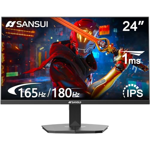 SANSUI 24 Inch Gaming Monitor 180Hz, DP 1.4 x1 HDMI 2.0 x2 Ports IPS High Refresh Rate Computer Monitor, Racing FPS RTS Modes, 1ms Response Time 110% sRGB (ES-G24F4, HDMI Cable Included)