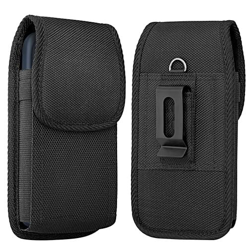 NUVAVO Cell Phone Holster for iPhone 15, 15 Pro 14, 14 Pro 13, 13 Pro 12, 12 Pro, 11, XR, XS 10 Case with Belt Clip Phone Belt Holder for Men Carrying Pouch Cover (Fits Phone with Case on)