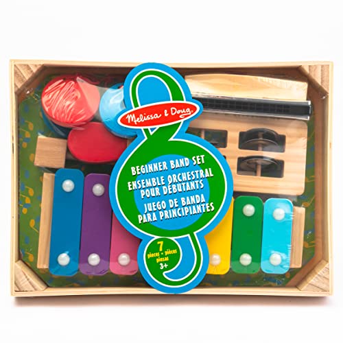 Melissa & Doug Band-in-a-Box Hum! Jangle! Shake! - 7-Piece Musical Instrument Set