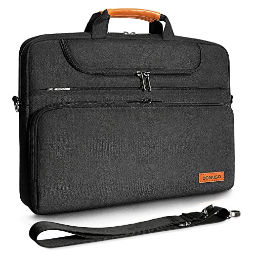 DOMISO 17 Inch Multi-Functional Laptop Sleeve Business Briefcase Waterproof Messenger Shoulder Bag Compatible with 17'-17.3' Notebooks/Dell/Acer/HP/MSI/ASUS, Black