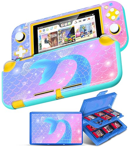 Gurgitat 2in1 Cute for Switch Lite Case Protector Switch Lite Game Cases Cartridge Storage Cartoon Kawaii Girls 24 Game Card Holder Organizer+Skin Dockable Cover for Nintendo Switch Lite 2019