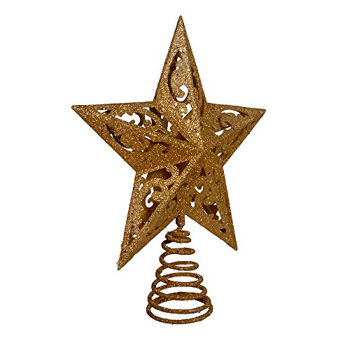 Kurt Adler H9100 8-Inch Gold Glittered 5 Point Star Treetop