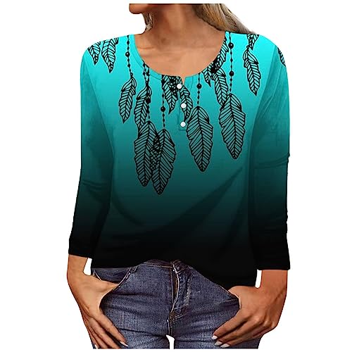 Smile Again Loose Fall Shirts for Women O Neck Henley Tops Plus Size Basict Shirt Tie Dye Vintage Tops Blouses 2023 Clothes