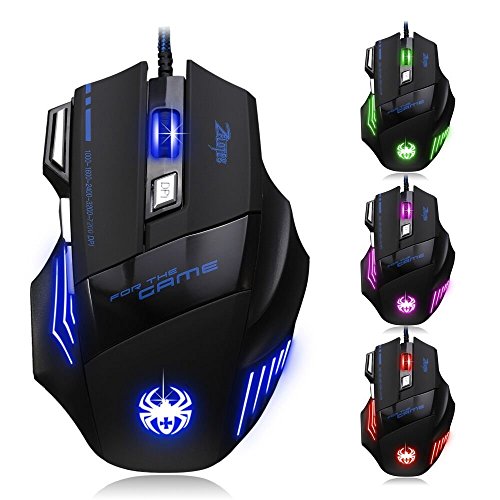 zelotes 7200 DPI 7 Buttons Professional LED Optical USB Wired Gaming Mouse Mice for Gamer