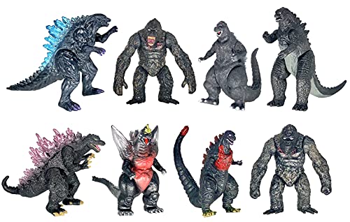 TwCare Set of 8 King Kong vs Godzilla Toys Movable Joint Action Figures King of The Monsters Birthday Dinosaur Kid Gift Cake Toppers