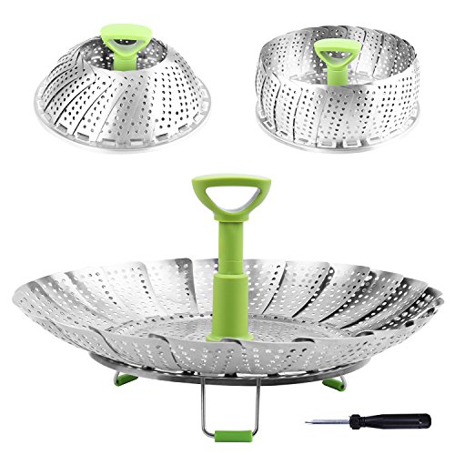 Steamer Basket Stainless Steel Vegetable Steamer Basket Folding Steamer Insert for Veggie Fish Seafood Cooking, Expandable to Fit Various Size Pot (5.1' to 9')