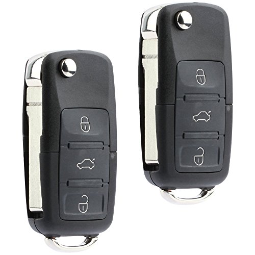 Flip Key Fob Remote fits VW Volkswagen Beetle CC Eos Golf Gti Jetta Passat Tiguan Touareg 2011 2012 2013 2014 2015 2016 (NBG010180T), Set of 2
