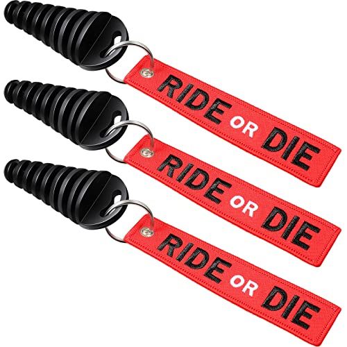 Frienda 3 Pieces 0.6-1.5 Inch Exhaust Tail Pipe Plug Muffler Exhaust Wash Plug with Rubber Exhaust Silencer and 3 Pieces Red Streamer for Motorcycle Bike 2 Stroke