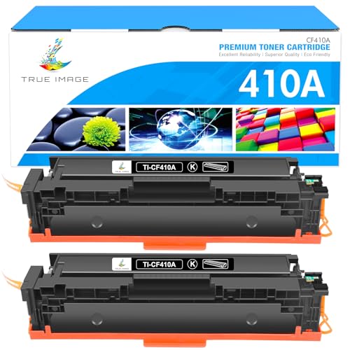 TRUE IMAGE Compatible Toner Cartridge Replacement for HP 410A CF410A CF410X 410X Color Pro MFP M477fnw M477fdw M477 M452dn M452nw M477fdn M452dw M452 M377dw Printer Ink (Black, 2-Pack)