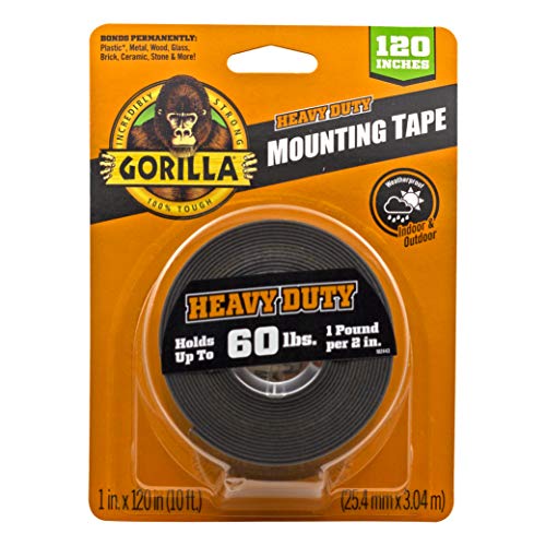 Gorilla Heavy Duty, Extra Long Double Sided Mounting Tape, 1' x 120', Black, (Pack of 1)