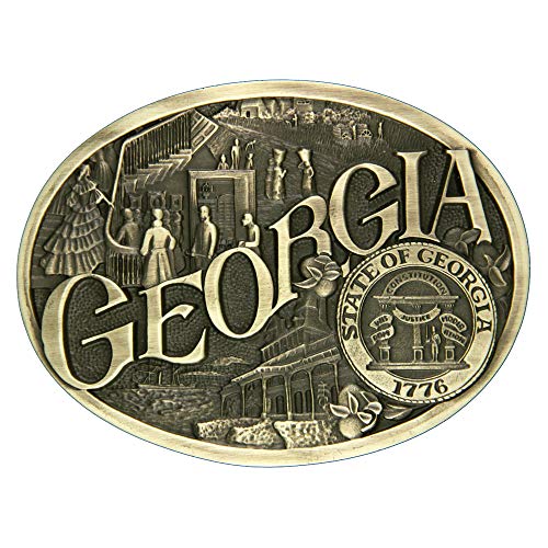 Montana Silversmiths State Heritage Attitude Western Belt Buckle (60811) (Georgia - Antique Brass)