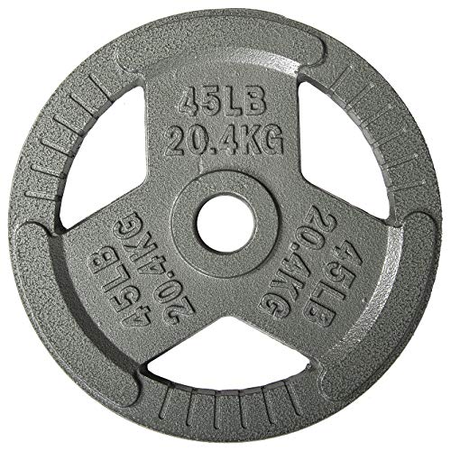 Signature Fitness Cast Iron Plate Weight Plate for Strength Training and Weightlifting, 2-Inch Center, 45LB (Single)