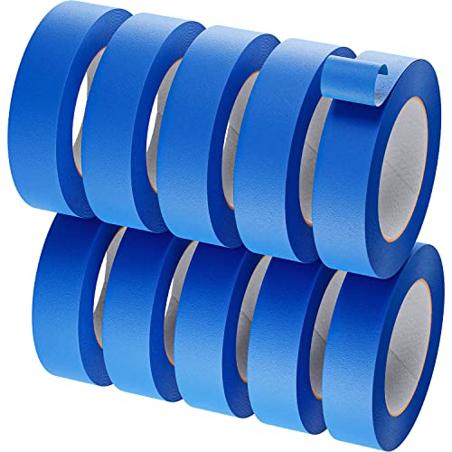 Tape Titan Blue Painters Tape, 10 Bulk Pack Scotch Masking Tape 1 inch x 55 Yards | Pro Packing Tape for Art, Office & Wall Painting Supplies | Removable Tape with Premium Adhesion on Multi-Surface