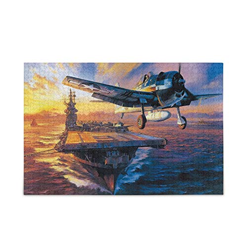 Jigsaw Puzzle 1000 Pieces - Military Warships and Fighter Plane Puzzles for Adults Teens - Relaxing Artwork Landscape Jigsaw Puzzle