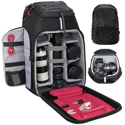 Endurax Camera Backpack Drone Large DSLR/SLR Mirrorless Camera Bag Photography Waterproof Rain Cover Hardshell with Laptop Compartment Tripod Holder