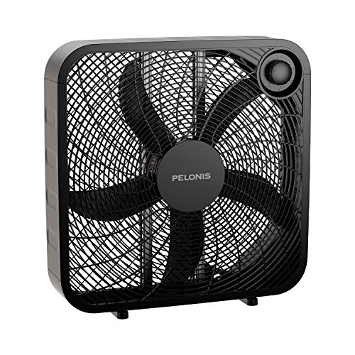 PELONIS 3-Speed Box Fan For Full-Force Circulation With Air Conditioner, Upgrade Floor Fan, Black, medium