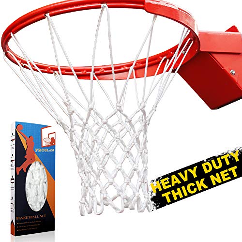 ProSlam Premium Quality Professional Heavy Duty Basketball Net Replacement - All Weather Anti Whip, Fits Standard Indoor or Outdoor Rims(Professional Standard Size, White)