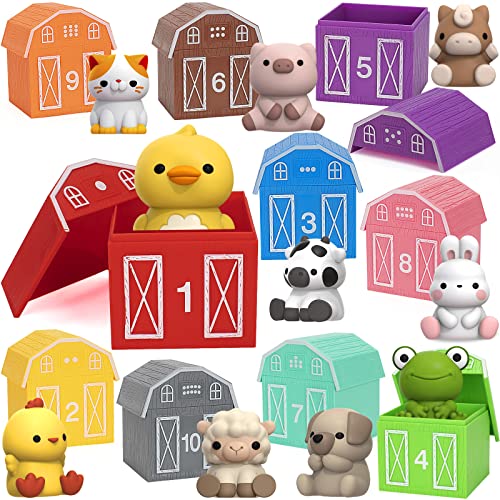 KMUYSL Learning Toys for 1,2,3 Year Old, 20 Pcs Animals Toy, Counting Skill, Color Matching, Fine Motor Game, Christmas Birthday Easter Educational Gift for Baby Toddler Boys Girls Age 12-18 Months