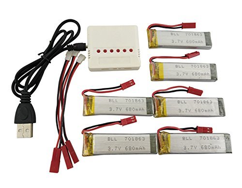 sea jump 6PCS 3.7V 680mAh Batteries for UDI U818A U818A-1 U818A HD U818A HD+ Upgrade + 6-in-1 Charger