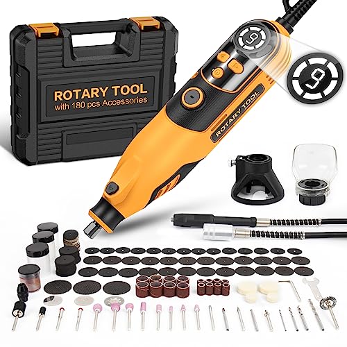 Rotary Tool, Handstar Rotary Tool Kit, 6 Variable Speed Electric Drill Set, Large LED Screen Display, 10000-35000 RPM with Flex Shaft and Carrying Case, for Grinding Carving Polishing etc