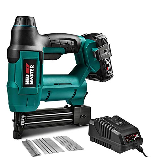 NEU MASTER Cordless Nail Gun Battery Powered, Battery Brad Nailer/Staple Gun NTC0023 20V Max. Battery and Charger Included for Upholstery, Woodworking and Carpentry