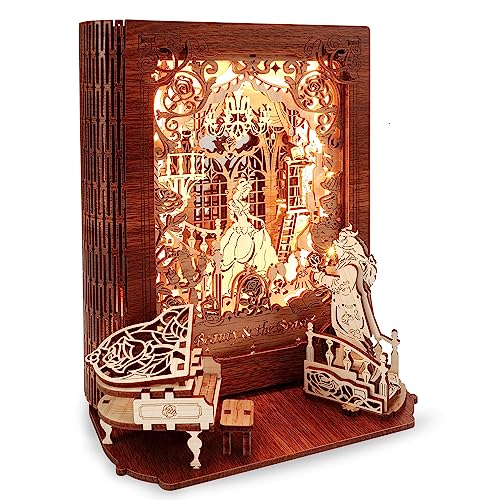 FUNPOLA Beauty and The Beast 3D Puzzle Nightlight – LED 3D Puzzle Gifts – 3D Wood Puzzles Storybook Nightlight Home Décor for Kids and Adults