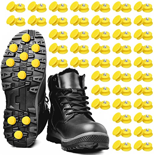 60 Pieces Ice Cleats Replacement Studs, Steel Studs for Crampons Slip on Stretch Footwear, Yellow Steel Studs for Non Slip Over Shoe