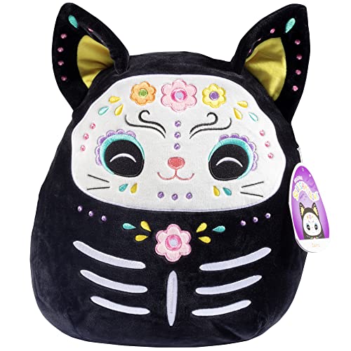 Squishmallows 12-Inch Zelina The Day of Dead Cat - Official Jazwares Plush - Collectible Soft & Squishy Kitty Stuffed Animal Toy - Add to Your Squad - Gift for Kids, Girls & Boys