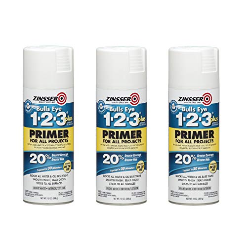 Zinsser 272479-3PK Bulls Eye 1-2-3 Plus Spray Primer, 13 oz, White, 3 Pack