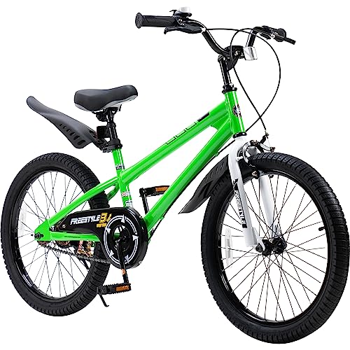 RoyalBaby Freestyle Kids Bike 20 Inch Wheel Bicycle Teens BMX with Dual Hand Brakes Kickstand Boys Girls Ages 6-10 Years, Green
