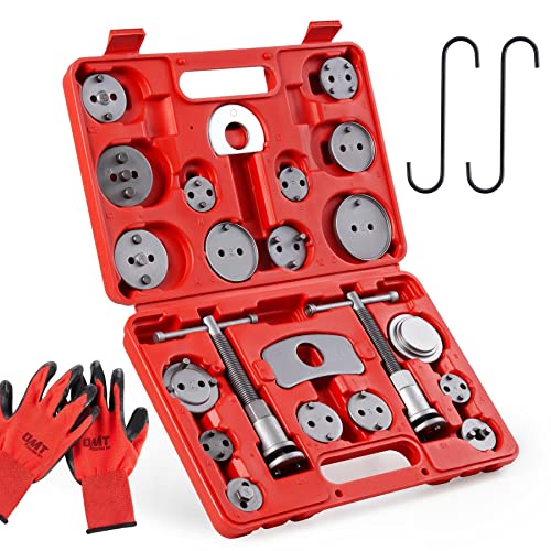 Orion Motor Tech 24pcs Brake Caliper Tool, Heavy Duty Brake Caliper Compression Tool Caliper Piston Tool for Brake Pad Replacement Reset, with Thrust Bolt Assemblies Retaining Plates 18 Disc Adapters
