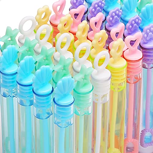 30 Pack Mini Bubble Wands(6 Style, 6 Colors), Bulk Bubble Party Favors, Goody Bags for Kid, Great Summer Outdoor Indoor Toys Gifts for Boy Girl, Valentine Christmas Party Supplies