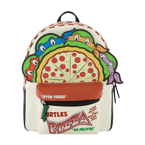 Concept One Teenage Mutant Ninja Turtles Mini Backpack, TMNT Small Travel Bag for Men and Women, Adjustable Shoulder Straps, Pizza, 10 Inch