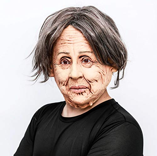 CreepyParty Novelty Halloween Costume Party Latex Human Head Mask Old Lady