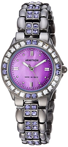 Armitron Women's 75/3689VMDG Purple Genuine Crystal-Accented Gunmetal Bracelet Watch
