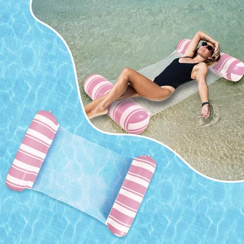1 Pack Pool Float 4-in-1 Water Hammock,Saddle, Drifter,Lounger Inflatable Pool Floats for Adults Fun Swimming Pool, Beach, Outdoor Pool Chair
