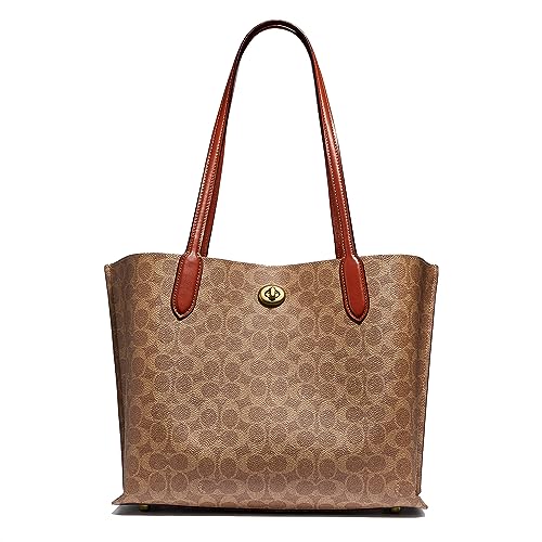 COACH Coated Canvas Signature Willow Tote, Tan Rust, One Size