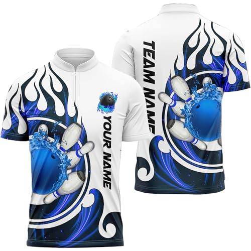 IZI POD Personalized 3D Bowling Polo Shirt for Men, Custom Bowling Shirt, Bowling Shirts for Men, Gift for Bowling Lover, Bowling Team Polo Shirt, Bowling Jersey Shirt, Bowling Quarter Zip Shirt 1