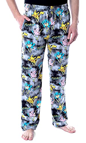 Pokémon Men's Pikachu Squirtle and Jigglypuff Tie Dye Adult Sleep Bottoms Pajama Pants (2X-Large)