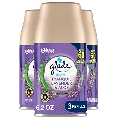 Glade Automatic Spray Refill, Air Freshener for Home and Bathroom, Tranquil Lavender & Aloe, 6.2 Oz, 3 Count