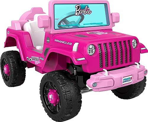 Power Wheels Barbie Jeep Wrangler Toddler Ride-On Toy with Driving Sounds, Multi-Terrain Traction, Seats 1, Ages 2+ Years (Amazon Exclusive)
