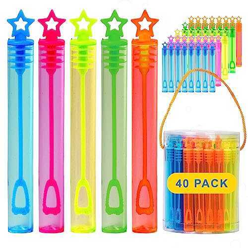 40-Piece Star Bubble Wands Assortment Neon Party Favors - Summer Gifts Bubbles Fun Toys