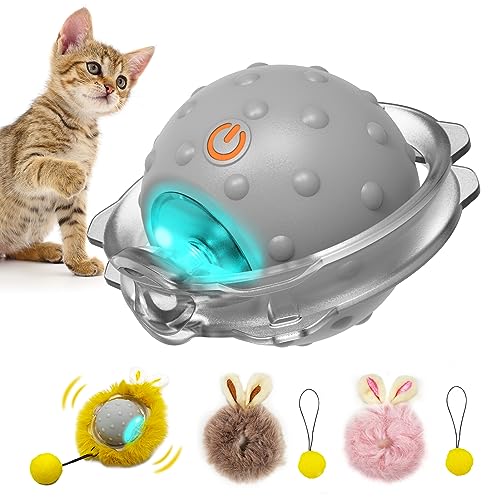 Sofolor Motion Activate Interactive Cat Toys - Automatic Moving Ball Toys for Indoor Cats, Self Rotating Ball with Lights, Electric Cat Mice Toys, USB Rechargeable, Auto On/Off