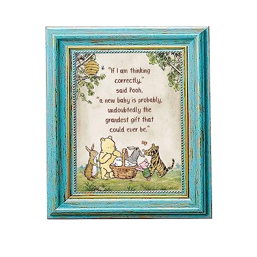 8 x 10 Inch Winnie Baby Shower Centerpiece Classic Pooh Quotes Table Sign Decor Cute Adding For Mommy-To-Be Party Kids 1 St Birthday Favors