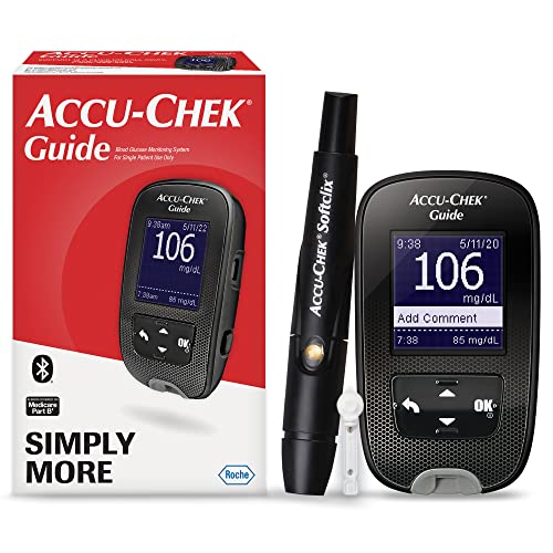 Accu-Chek Guide Glucose Monitor Kit for Diabetic Blood Sugar Testing: Guide Meter, Softclix Lancing Device, and 10 Softclix Lancets
